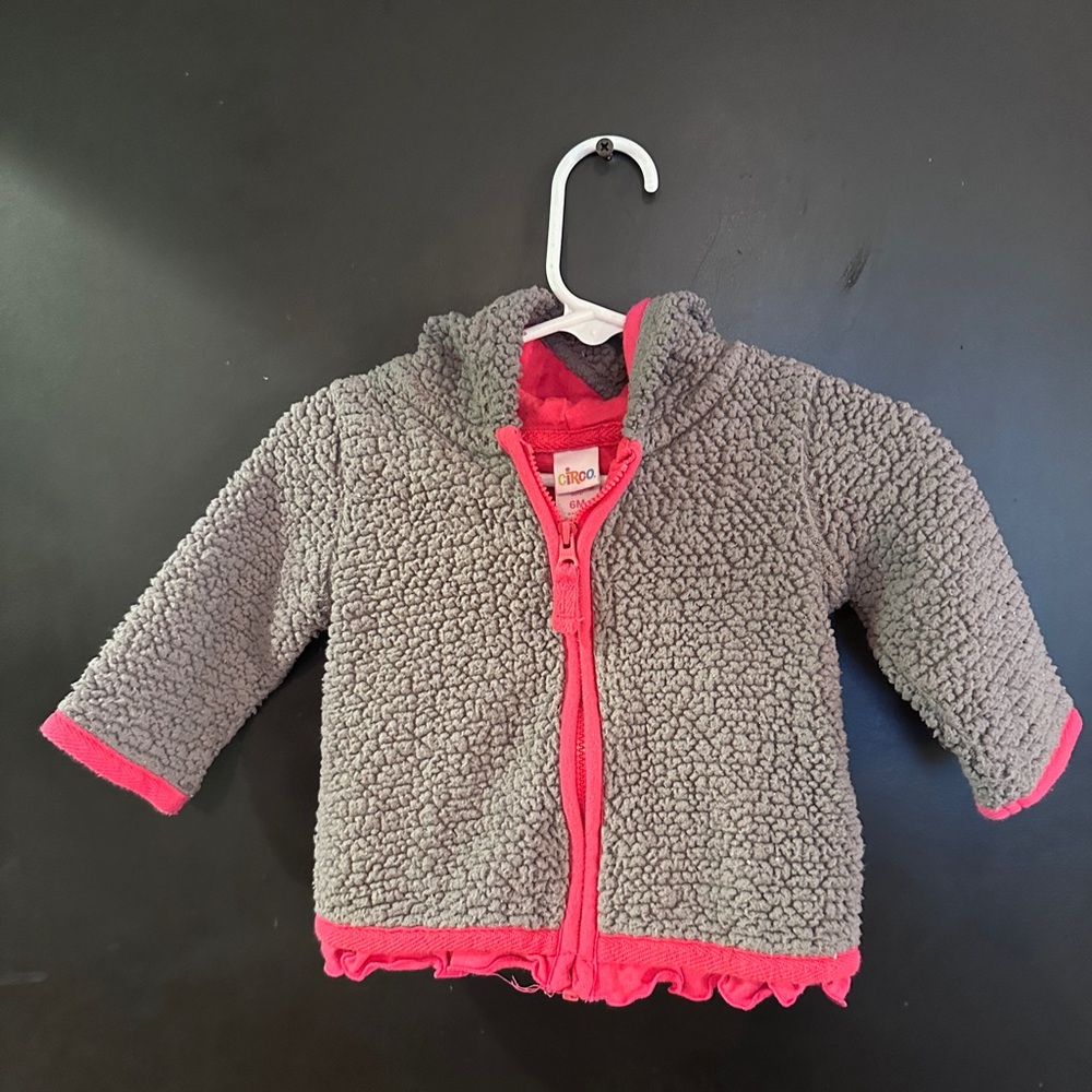6 month Circo grey and pink fleece jacket. Great condition. Super comfy.